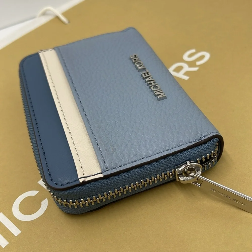 Michael Kors Jet Set Travel Md Zip Around Color-Block Wallet Card Case  Pale